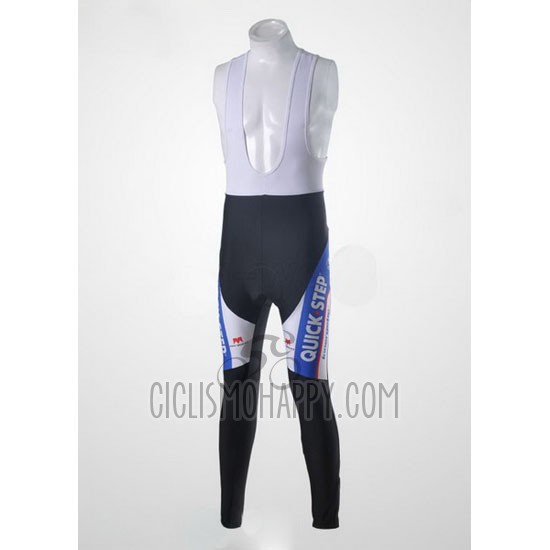 Quick Step Floor Cycling Jersey Bib Tight 2011 Long Sleeve White and Sky Blue